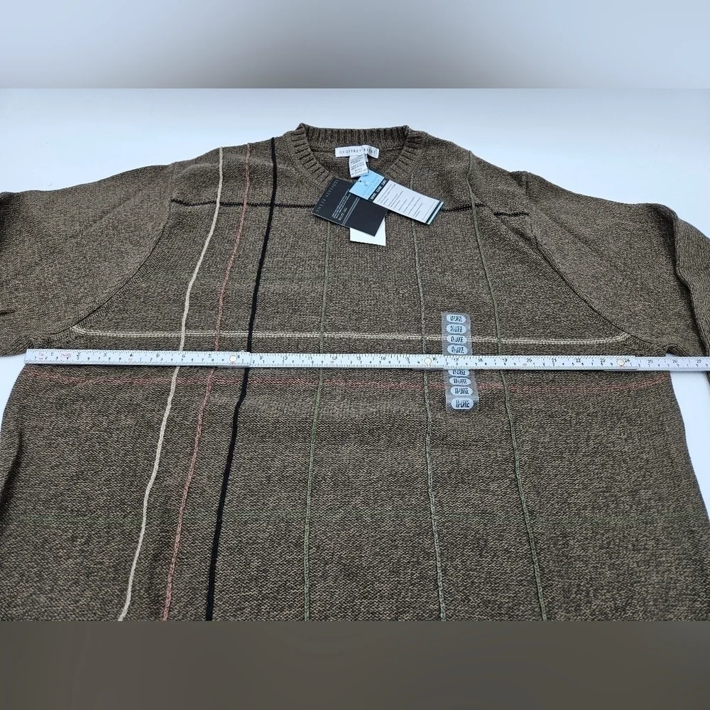 NWT Geoffrey Beene BROWN Stripe Pullover 100% Cotton Sweater Sz XXL
